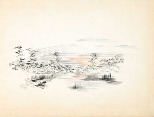 Расторгуев Сергей Николаевич. Альбом с пейзажами южного города, портретами и юмористическими зарисовками. 26 листов.